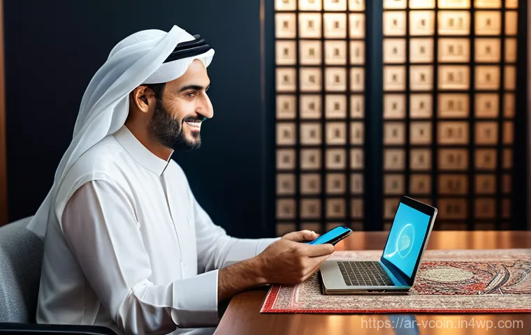 가상화폐의 지불 수단으로서의 가능성 - **Prompt:** A vibrant, bustling scene inside a contemporary Arab coffee shop. A well-dressed Arab ma...